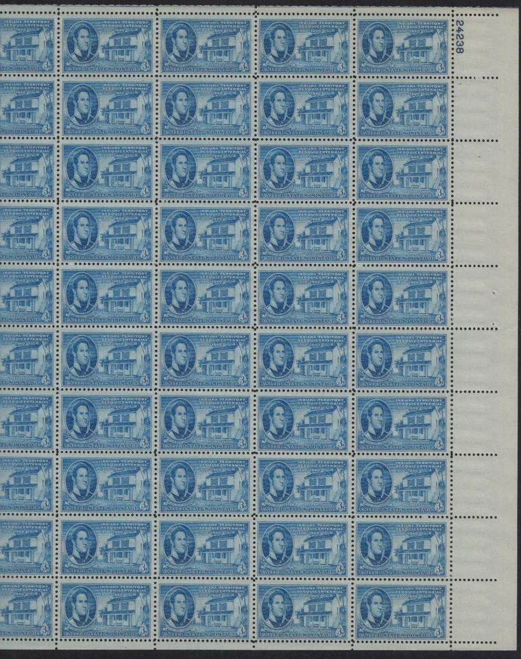 1950 Indiana Statehood 150 years Sc 996 MNH 3c full pane of 50 full gum  typical - Image 1 of 1