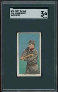 1909 T206 GEORGE BROWN SWEET CAPORAL 350/25 SGC 3 VG WASHINGTON SENATORS A8