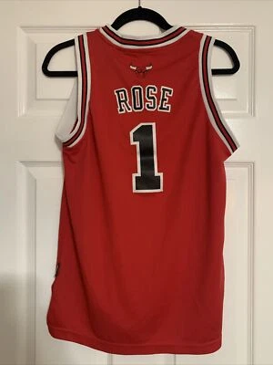 Camiseta Adidas Red Derrick Rose #1 Chicago Bulls para mujer grande juvenil mediana de colección Foto 1 de 4