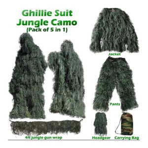 3D Military Woodland Camouflage Ghillie Suit Hunting Archery Sniper Clothing - Picture 1 of 10