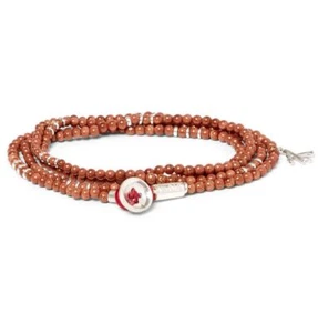 Isaia Saracino Silver Brown Beaded Wrap Bracelet Button Fastening - Picture 1 of 4