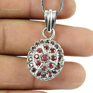 Ruby Gemstone 925 Silver Women Gift Artisan Trendy Pendant Jewelry - Picture 1 of 5