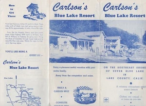 1940er-50er Jahre Werbeprospekt für Carlson's Blue Lake Resort Lake County CA - Bild 1 von 2