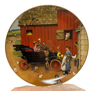Vintage 80s Normal Rockwell Model T Ford Farmer Takes a Ride Collector's Plate - Picture 1 of 6
