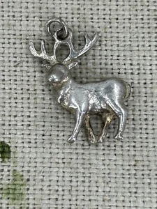 VINTAGE silver deer charm animal - Imagen 1 de 8