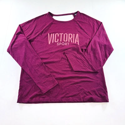 Victoria's Secret Sport 长袖栗色露背衬衫女式大号 - 二手状况完好 — 第 1/4 张图片