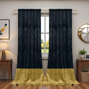 2er Verdunklungsvorhänge Luxus Gardinen dicker Samt Thermo Vorhang Kräuselband - Bild 1 von 10