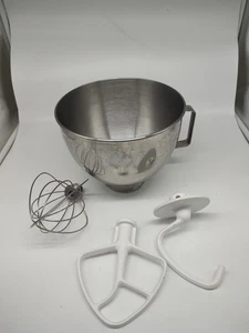 KitchenAid 4,5 Quart Schüssel K45 und Aufsätze Schneebesen Paddel Knethaken - Bild 1 von 6