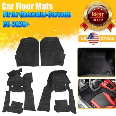 Juego de 4 alfombrillas negras para Chevrolet Corvette C8 2020~2024 Foto 1 de 4
