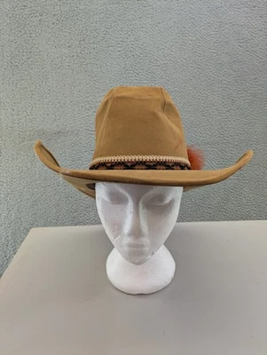Sombrero vaquero occidental estilo Akubra vintage fieltro marrón acento pluma talla M - Artel Foto 1 de 4