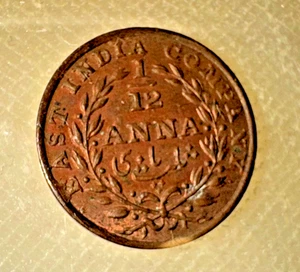 1835 British India 1/2 Anna Half Anna Nice coin! FREE SHIPPING - Picture 1 of 4