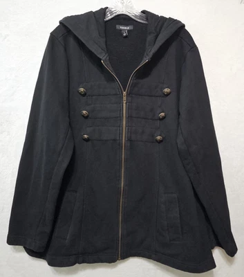 TORRID 2 French Terry Military Hoodie Jacket Black Full Zip Fleece Sz 18/20 - Image 1 of 4