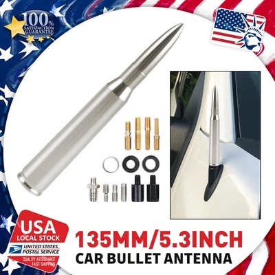 Gun Metal Silver Bullet Antenna for Ford F-250/350/450 Super Duty Truck-50 Cal - Imagem 1 de 4