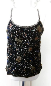 Vintage 1990er Perlen & Pailletten "Sternennacht" Flapper Stil Top Größe 10-12 - Bild 1 von 7