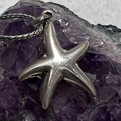 Sterling Silver Starfish Star Pendant Necklace Chain Beach Ocean Nautical Travel - Image 1 of 4