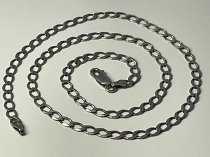 MENS sterling silver '925' flat kerb chain 18" necklace stacking layering 6.43g - Picture 1 of 21