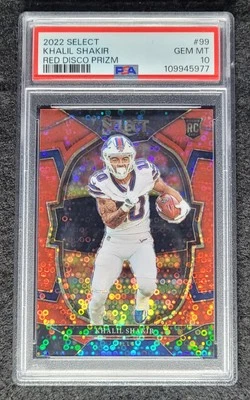 2022 Khalil Shakir Panini Select Red Disco Prizm Concourse Rookie #/49 PSA 10 - Image 1 of 2