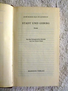 BIBLIOPHILE Eca De Queiroz Portuguese Cidade e as Serras GERMAN Stadt und Gebirg - Picture 1 of 3