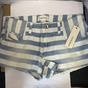 Girl's Diesel Prira Shorts Size 14Y Blue Stripes NWT - Picture 1 of 8