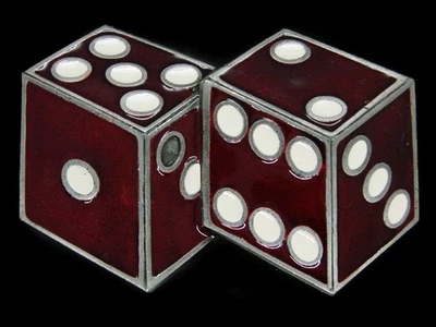 UE01117 VINTAGE 1990 **PAR DE DADOS** HEBILLA DE CINTURÓN CONMEMORATIVA DE JUEGO Foto 1 de 2