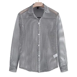 Sexy Camiseta Prenda para el torso de Verano para Hombres Ver a Través de Red Manga Larga - Imagen 1 de 18