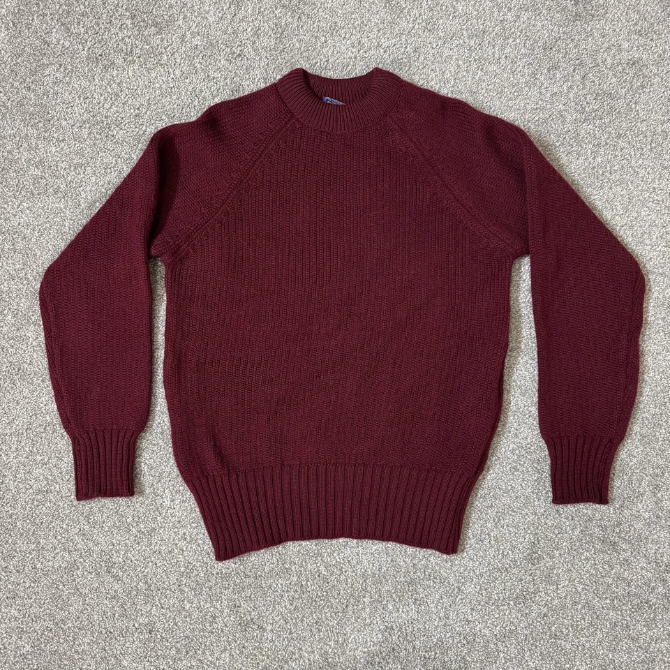 Vintage Pendleton Sweater Mens Large Burgundy Wool Crewneck Raglan Made USA 90s - Image 1 of 4