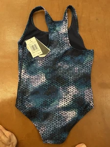 TYR Swimsuit Girls Large 10-12 Blue Starhex Addy Dimond Fit One Piece NWT - Picture 1 of 3