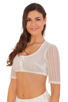 Marjo Damen Trachten Bluse Dirndlbluse Candia weiß creme Spitze Wiesn 30-48 - Bild 1 von 3