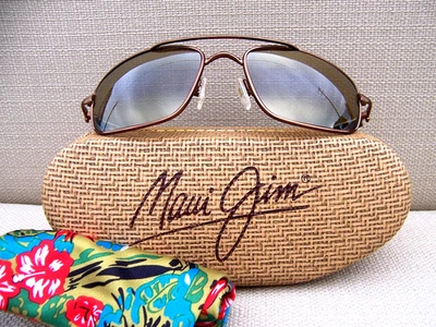 *USADO EN EXCELENTE ESTADO* Gafas de sol polarizadas MAUI JIM KAHUNA cobre y bronce HCL ~~ H162-23 Foto 1 de 4