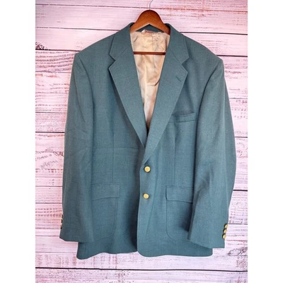 Blazer Deadstock Vintage JC Penney Abeto Verde Dorado Botón 44L Mezcla Lana Foto 1 de 4