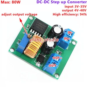 80W DC-DC Boost Step Up Converter 3-35V to 4-40V 5V 12V 24V Power Supply Module - Picture 1 of 5