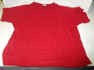 Womens Plus Size 2X Fashion Bug Red Dolman Short Sleeve Sweater - Picture 1 of 4
