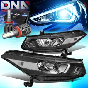 FOR 2008-2012 HONDA ACCORD COUPE PROJECTOR HEADLIGHTS W/LED KIT+COOL FAN BLACK - Picture 1 of 12