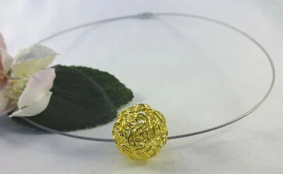 silber Kugel Reif Halsreif Collier Draht Edelstahl Braut Schmuck Ball versilber - Bild 1 von 2