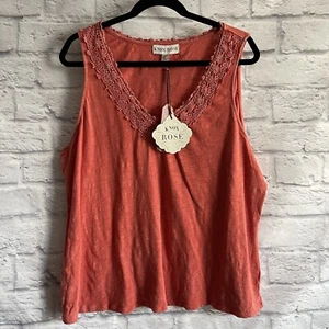 NEW WITH TAGS KNOX ROSE LACE TRIM RED ORANGE TANK TOP XXL - Picture 1 of 6