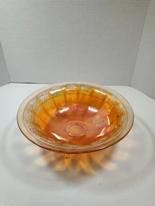Imperial Glass Floral & Optic 3 Footed Bowl Carnival Marigold 8 3/4" - Picture 1 of 5