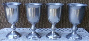 4 QUEEN ANNE LEAD FREE Aluminum Alloy 8 oz Statesmetal WINE GOBLET Made in USA - Picture 1 of 8