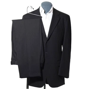 41L Long Jos A Bank Three-Button Black Wool 2-Piece Suit 31x32.5 Trousers Jacket - Picture 1 of 14
