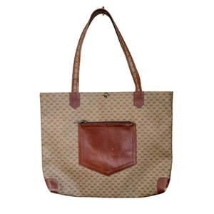 Vintage 1970s Gucci Brown Tan Leather Canvas GG Shoulder Bag Tote TRULY RARE - Picture 1 of 10