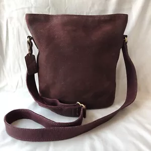 Vintage Coach Small Bucket Nubuc Bag 4933 Elderberry Leather Costa Rica 1995 - Picture 1 of 11