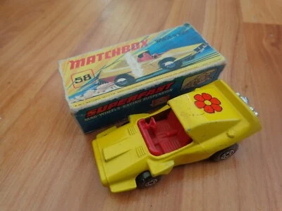 VINTAGE MATCHBOX LESNEY SUPERFAST NO.58 WOOSH N PUSH BOXED CAR FLOWER LABEL - Image 1 of 3