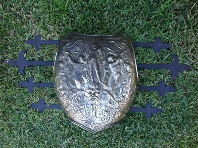 Vintage Midcentury Mingazzi Wrought Iron Wall Art Resin Carved Breastplate Armor - Image 1 of 4