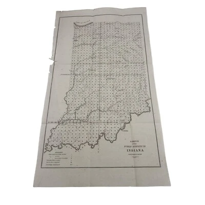 Antique 1847 Sketch of the Public Surveys in Indiana Map D McClelland Washington - Image 1 of 4