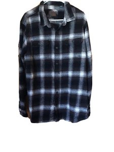 Mens Orvis Heavyweight Cotton Long Sleeve Black/White Dual Pocket Shirt XLT Tall - Picture 1 of 4