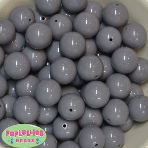 Lote de 20 cuentas de chicle macizo acrílico gris 20 mm. Chunky Gumball - Imagen 1 de 1