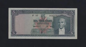 TURKEY 5 LIRA ( Lirasi ) 1961 ( 1930 ) P-173 XF+++ - Picture 1 of 2