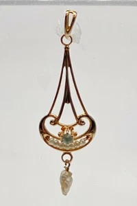 Antique Victorian 1890s Natural PEARL Alexandrite 10k Yellow Gold Pendant - Picture 1 of 5