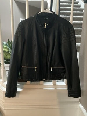 Ana moto jacket women's small size stretch faux leather full zip - Image 1 of 4