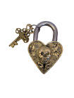 Vintage Style Heart Type Padlock - Lock With Key - Brass Made - Working (5305)