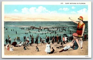 Florida Surf Bathing~Exaggerated Vintage Bathing Beauties on Beach~c1920s - Picture 1 of 2